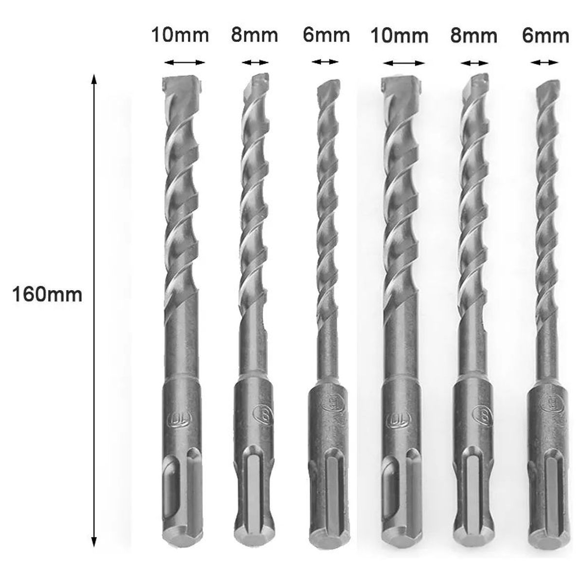 KUANGYE - Juego 6 Brocas Para Concreto Sds Plus 6, 8, 10mm X 2, 160mm