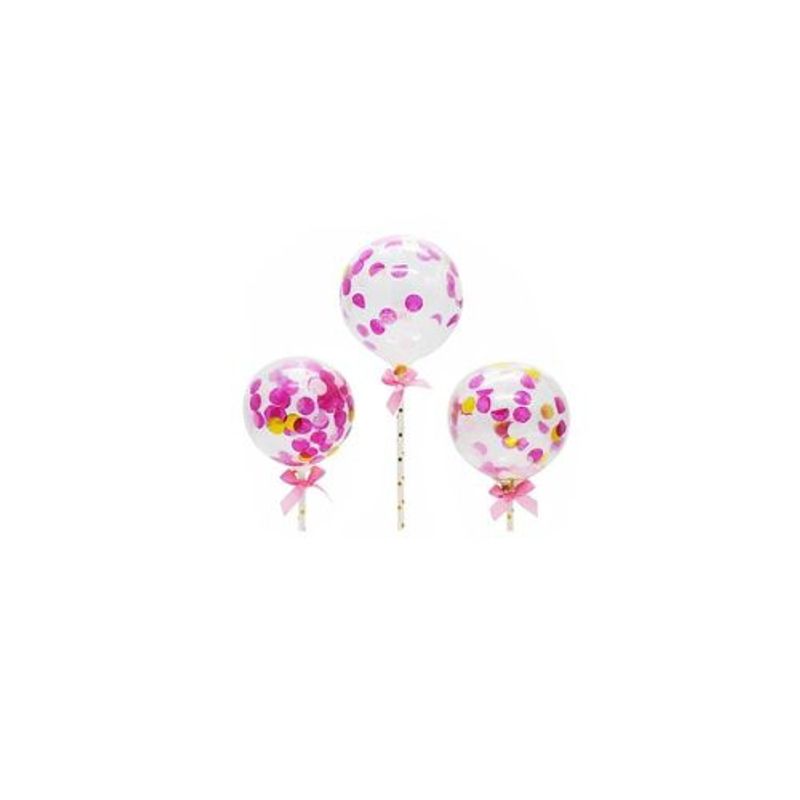 GENERICO - Topper De Globos 3pcs Rosa