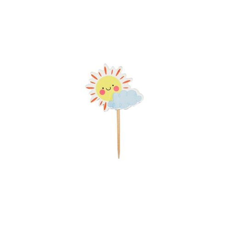 GENERICO - Topper De Sol Con Nubes 12pcs 9cm