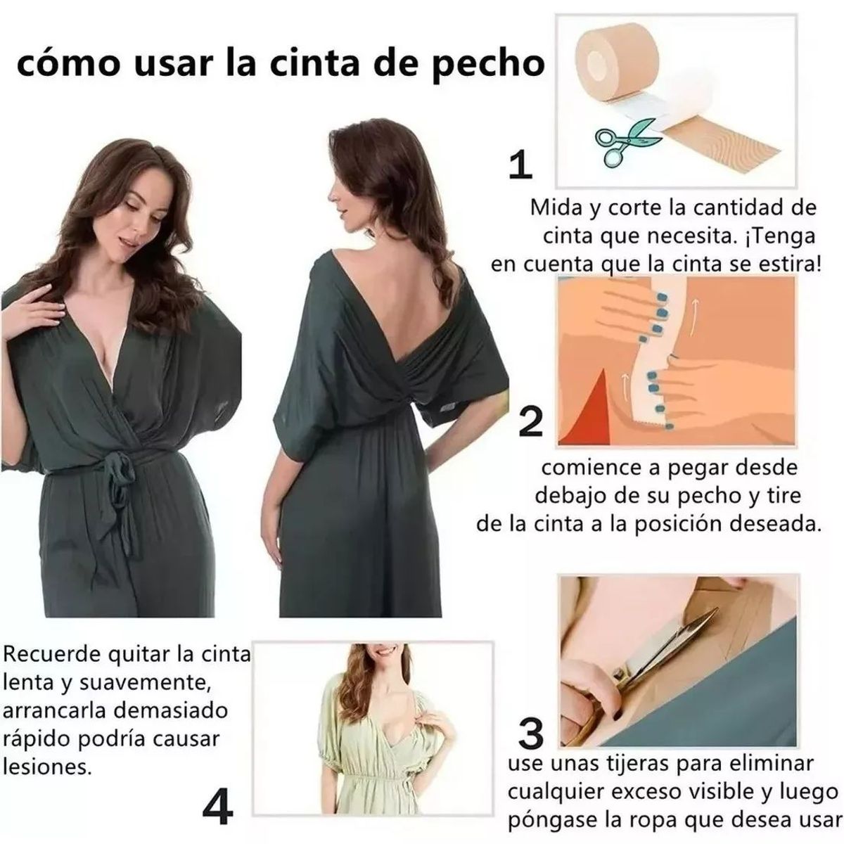 KUANGYE - Cinta Levanta Pecho 10cm + Cubre Pezones De Silicona