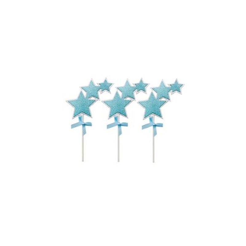 GENERICO - Topper Estrellas Azul 3pcs 8x15cm
