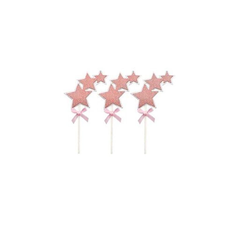 GENERICO - Topper Estrellas Rosa 3pcs 8x15cm