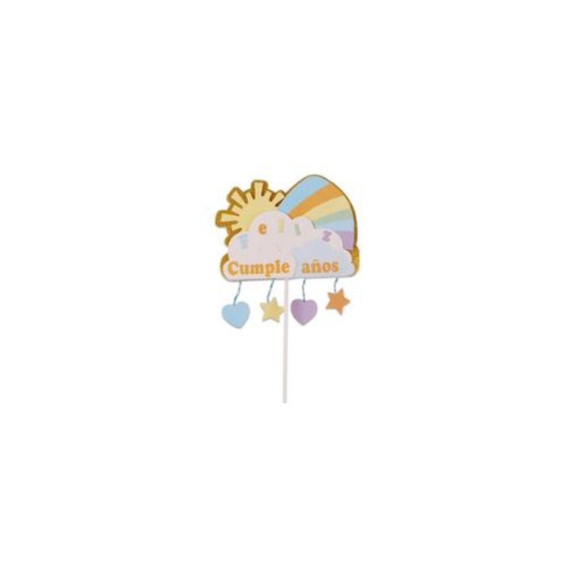 GENERICO - Topper De Nube y Arcoiris Con Luces 14x21cm