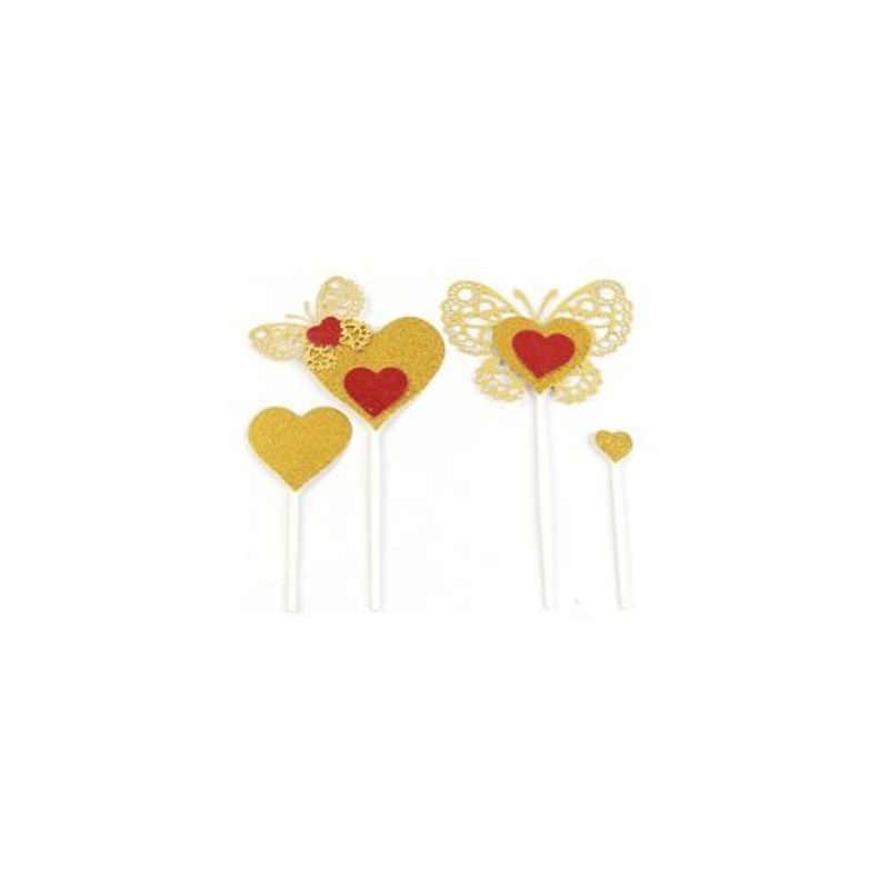 GENERICO - Topper De Corazon y Mariposa 10x19cm 4pcs