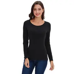 EVERSO - Pack 6 Camiseta Mujer Con Polar Negro y Blanco