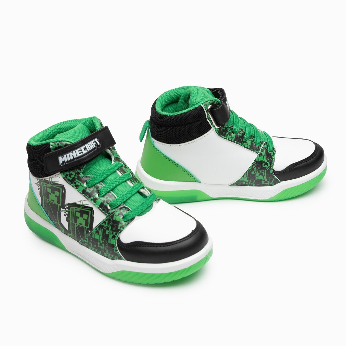 MINECRAFT - Zapatilla Con Luces Niño Creeper Blanco Minecraft