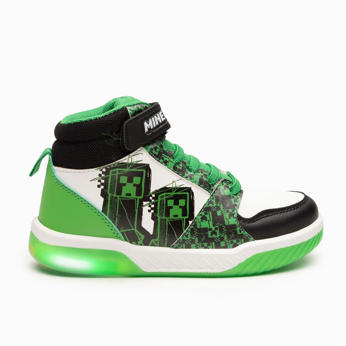 MINECRAFT - Zapatilla Con Luces Niño Creeper Blanco Minecraft