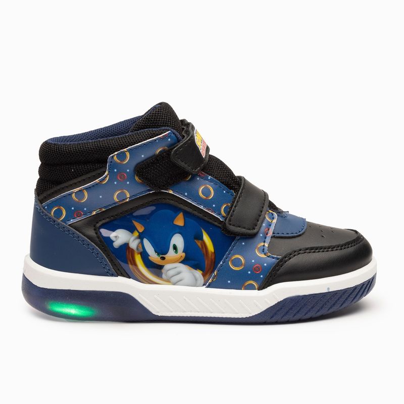 SONIC - Zapatillas Con Luces Caña Alta Niño Aros Dorados Azul Sonic