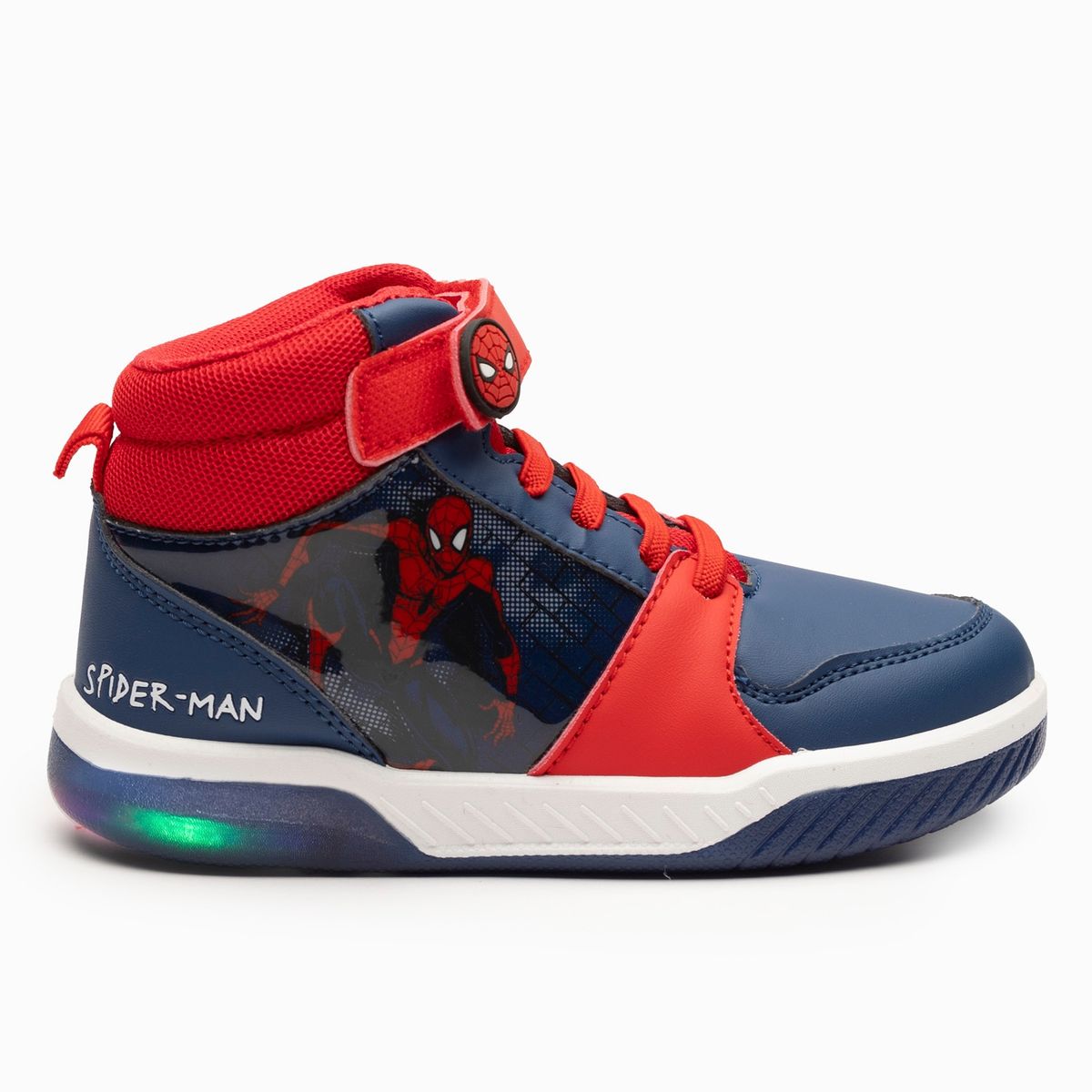 MARVEL - Zapatilla Con Luces Caña Alta Niño Spiderman Rojo Marvel