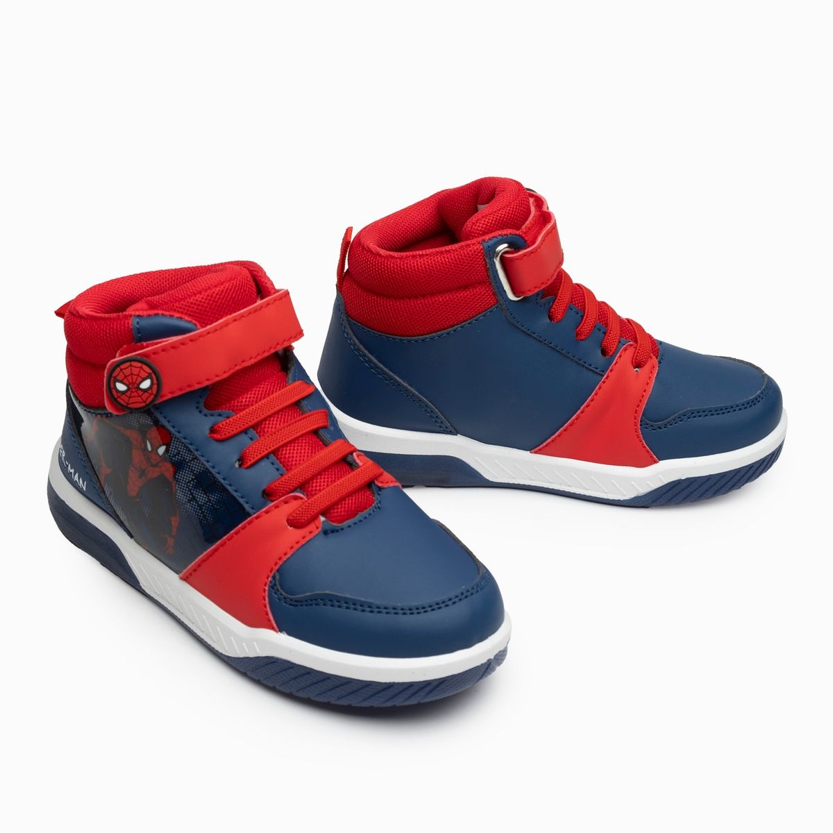 MARVEL - Zapatilla Con Luces Caña Alta Niño Spiderman Rojo Marvel