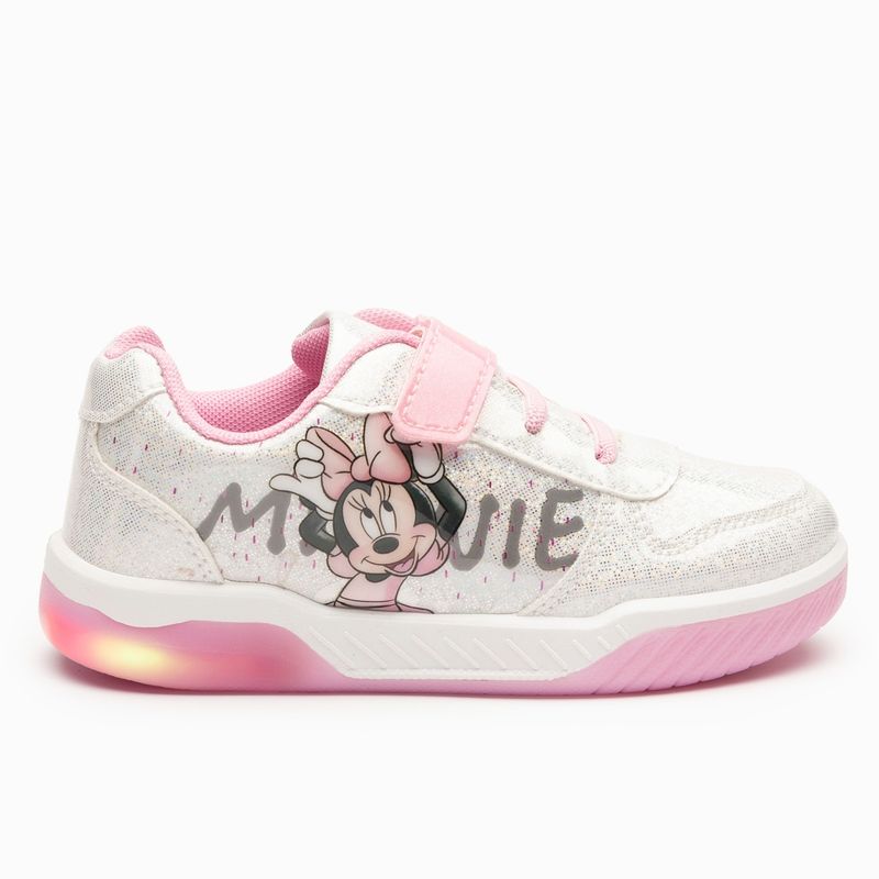 DISNEY - Zapatilla Con Luces Niña Minnie Feliz Plateado Disney
