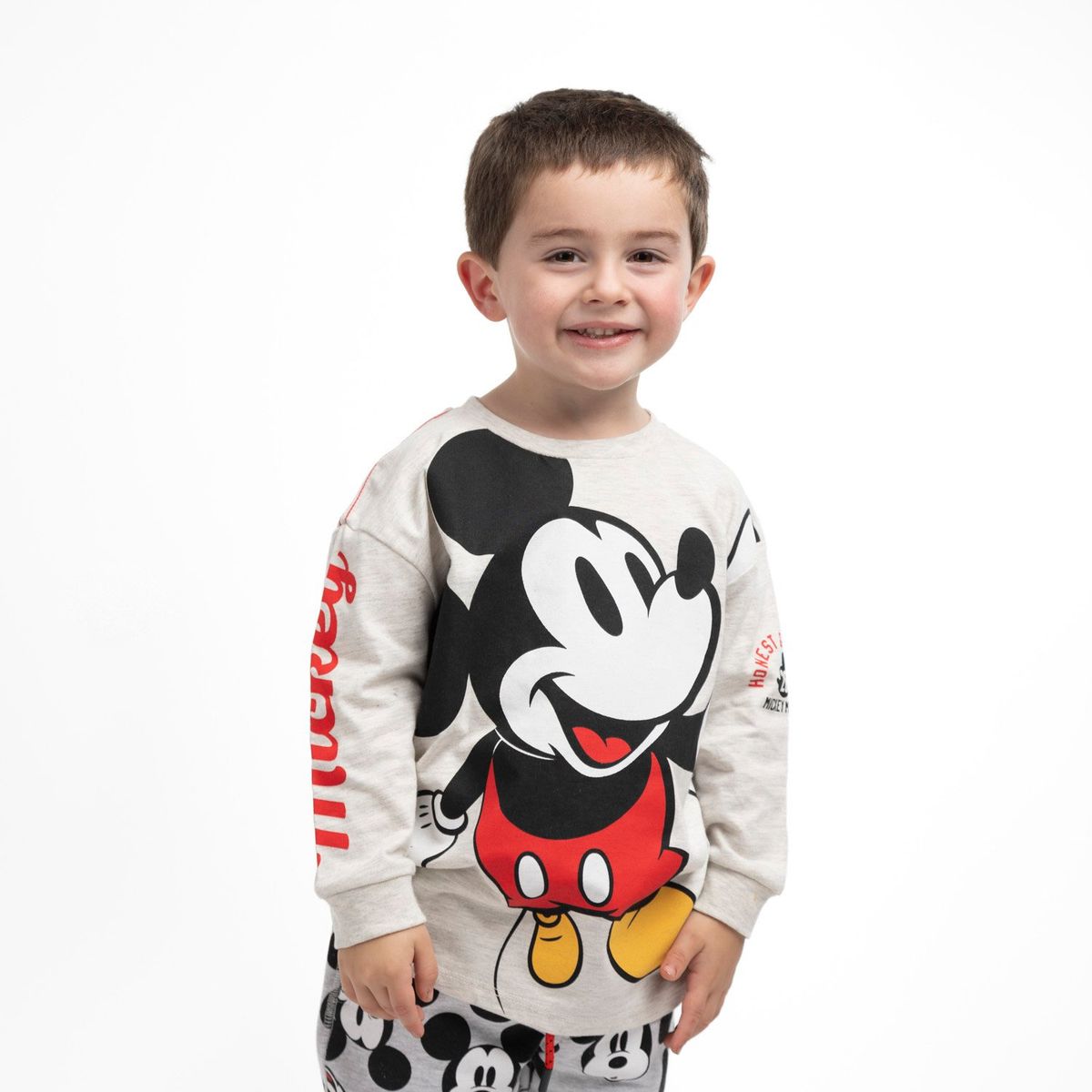 DISNEY - Polera Manga Larga Niño Mickey Gris Disney