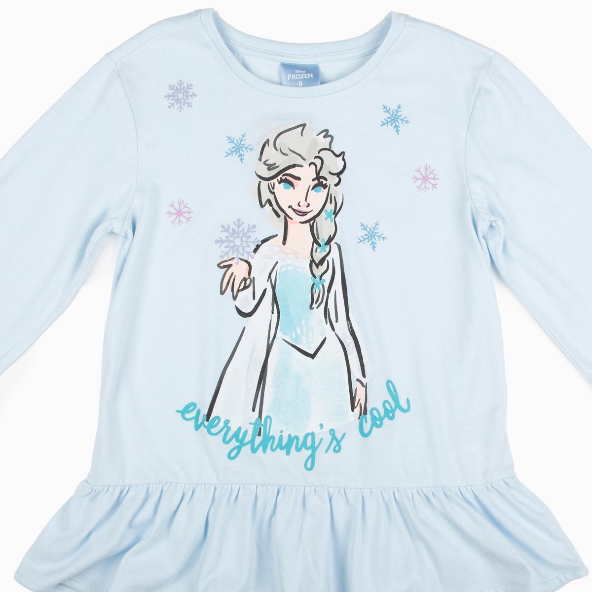 DISNEY - Polera Manga Larga Niña Frozen Celeste Disney