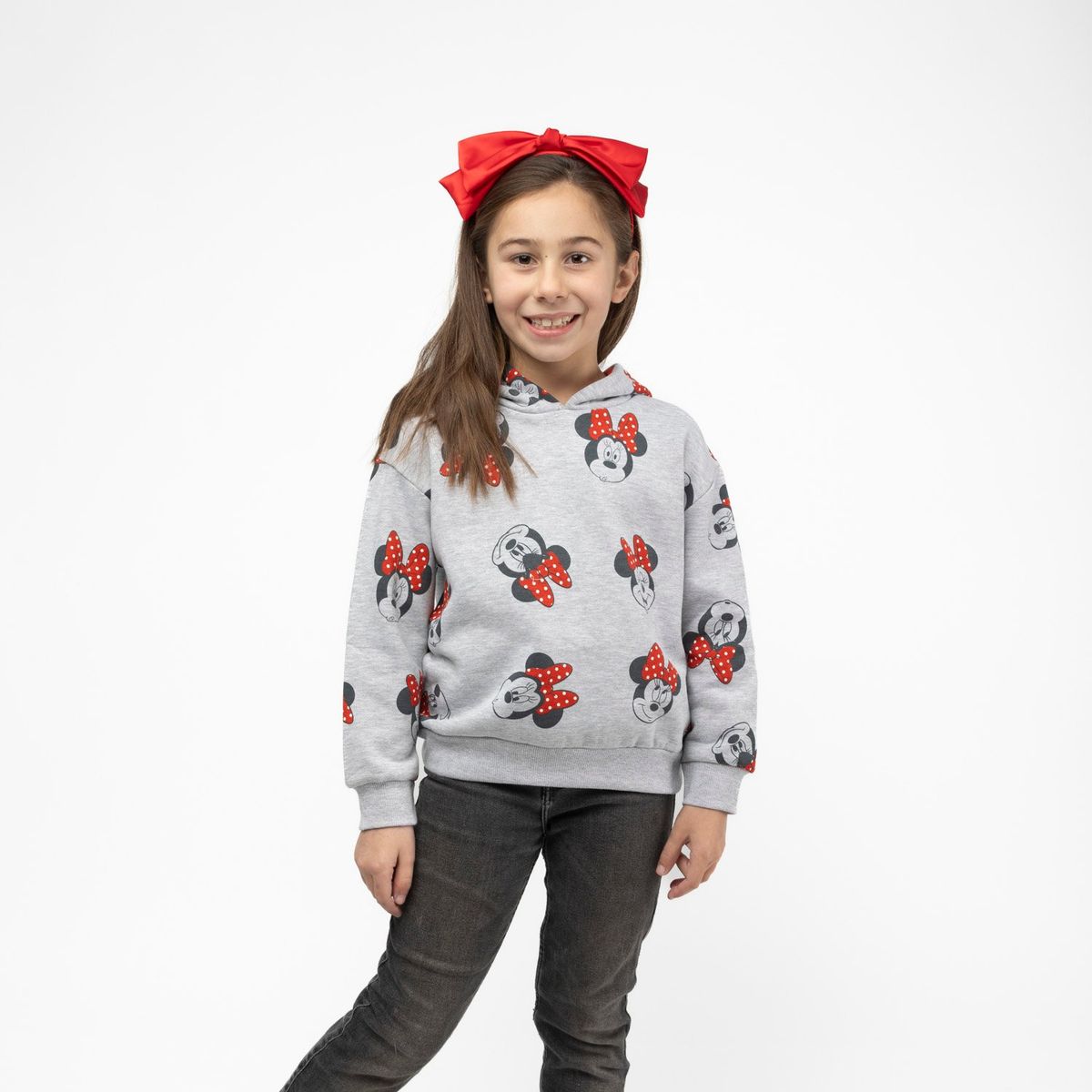 DISNEY - Poleron Gorro Niña Caras Puntos Minnie Beige Disney