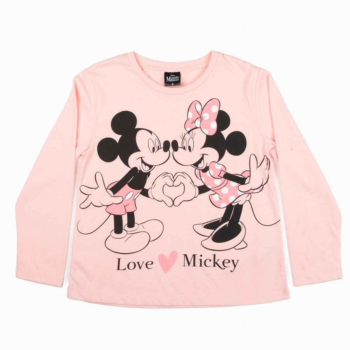 DISNEY - Polera Manga Larga Niña Love Minnie y Mickey Rosado Disney