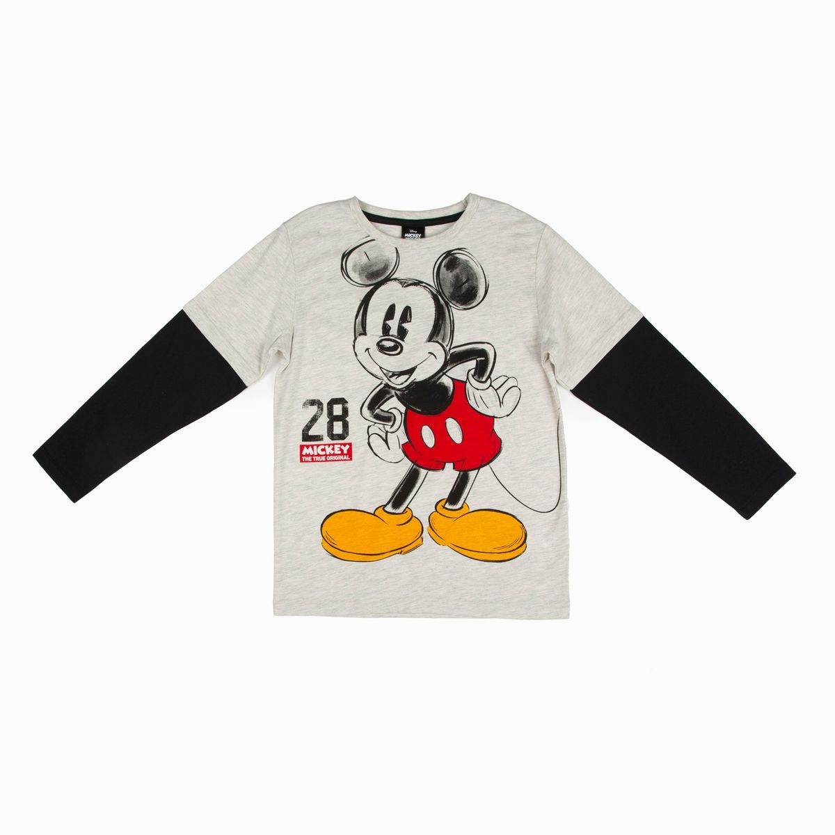 DISNEY - Polera Manga Larga Niño Mickey Doble Manga Blanco Disney