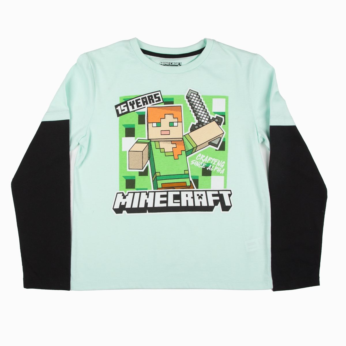 MINECRAFT - Polera Manga Larga Niña Doble Manga Verde Minecraft