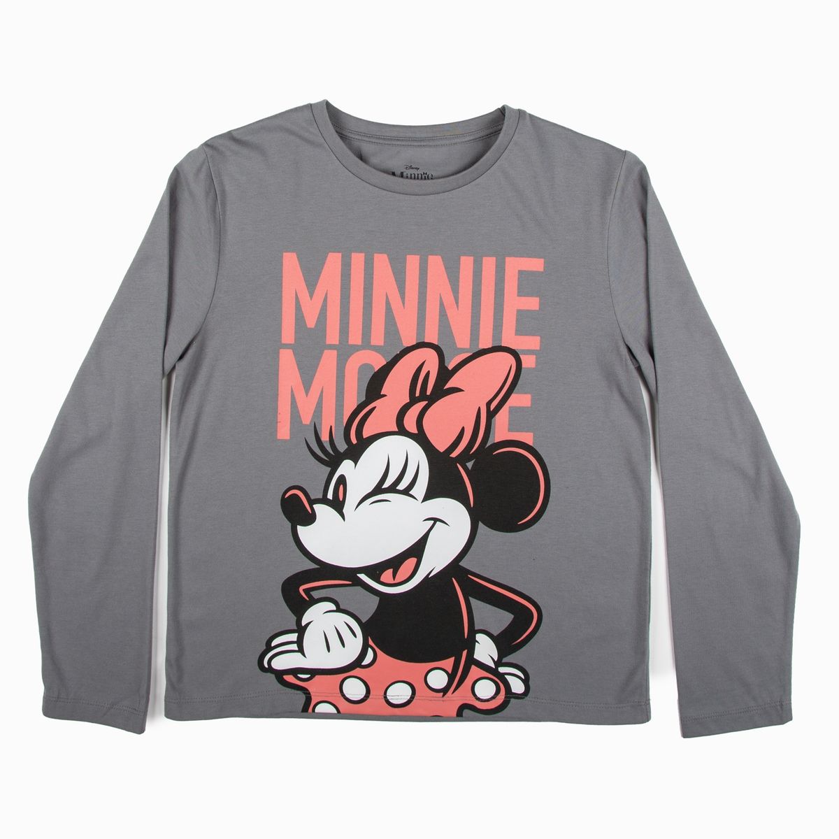 DISNEY - Polera Manga Larga Niña Guiño Minnie Gris Disney