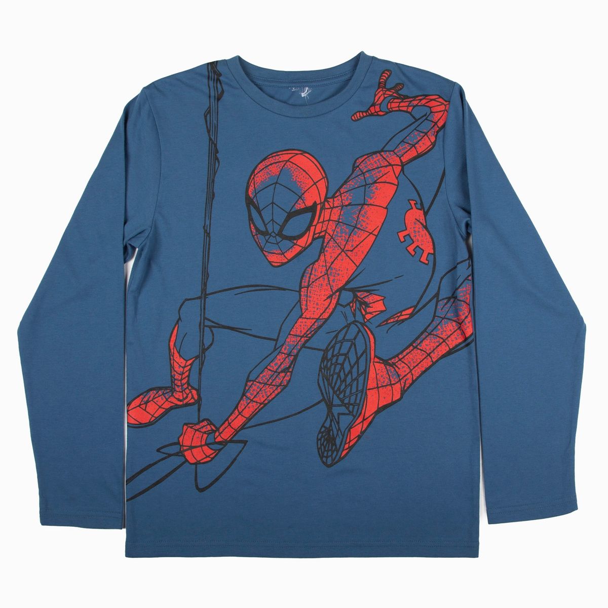 MARVEL - Polera Manga Larga Niño Spiderman Saltando Azul Marvel