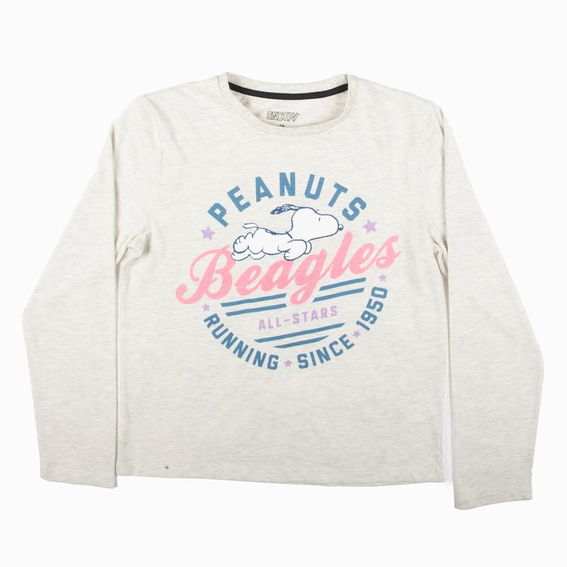 SNOOPY - Polera Manga Larga Niña Peanuts Gris Snoopy