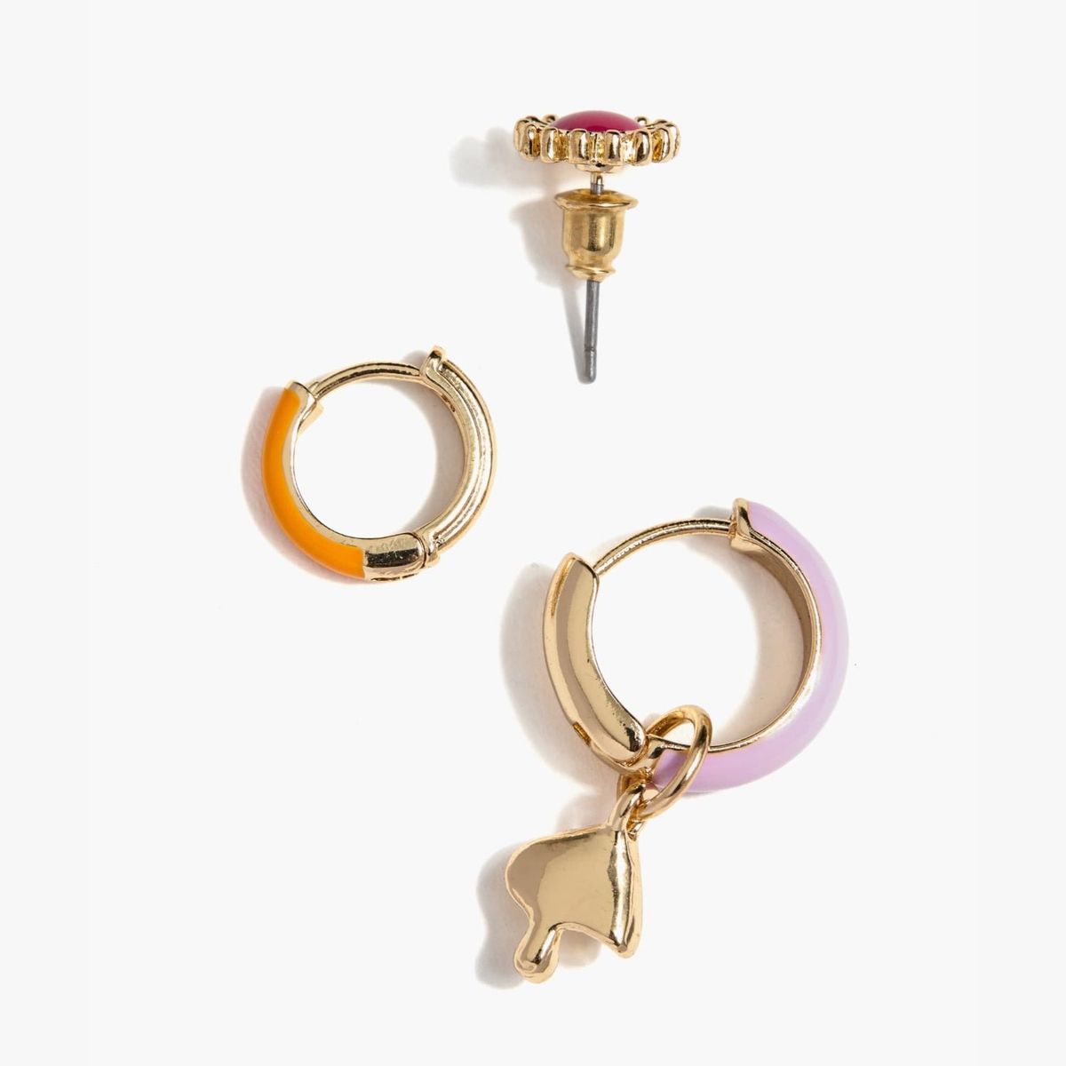 LOUNGE - Set Aros Mujer Con Charm Dorado