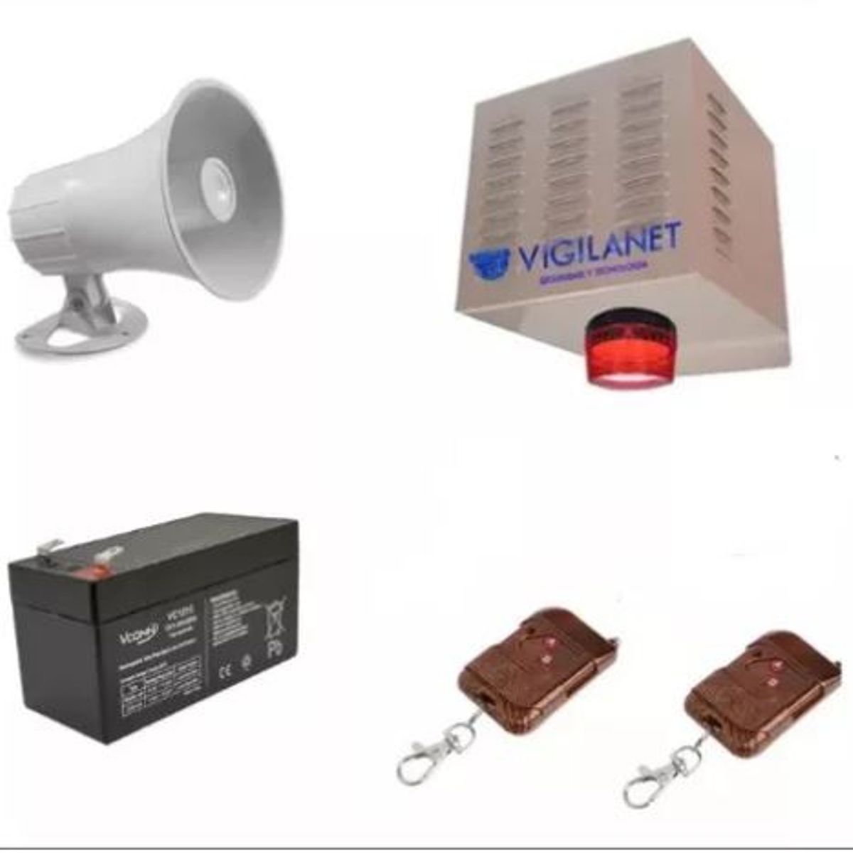 GENERICO - Alarma Comunitaria 20w 2 Tonos +batería + 2 Controles