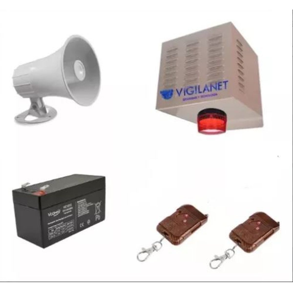 GENERICO - Alarma Comunitaria 20w 2 Tonos +batería + 2 Controles