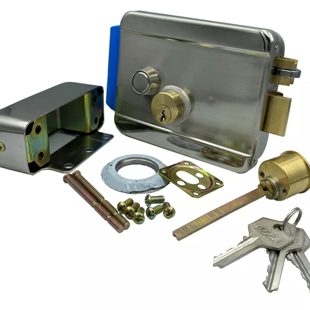 GENERICO - Cerradura Chapa Electrica Porton Con Boton De Salida 547