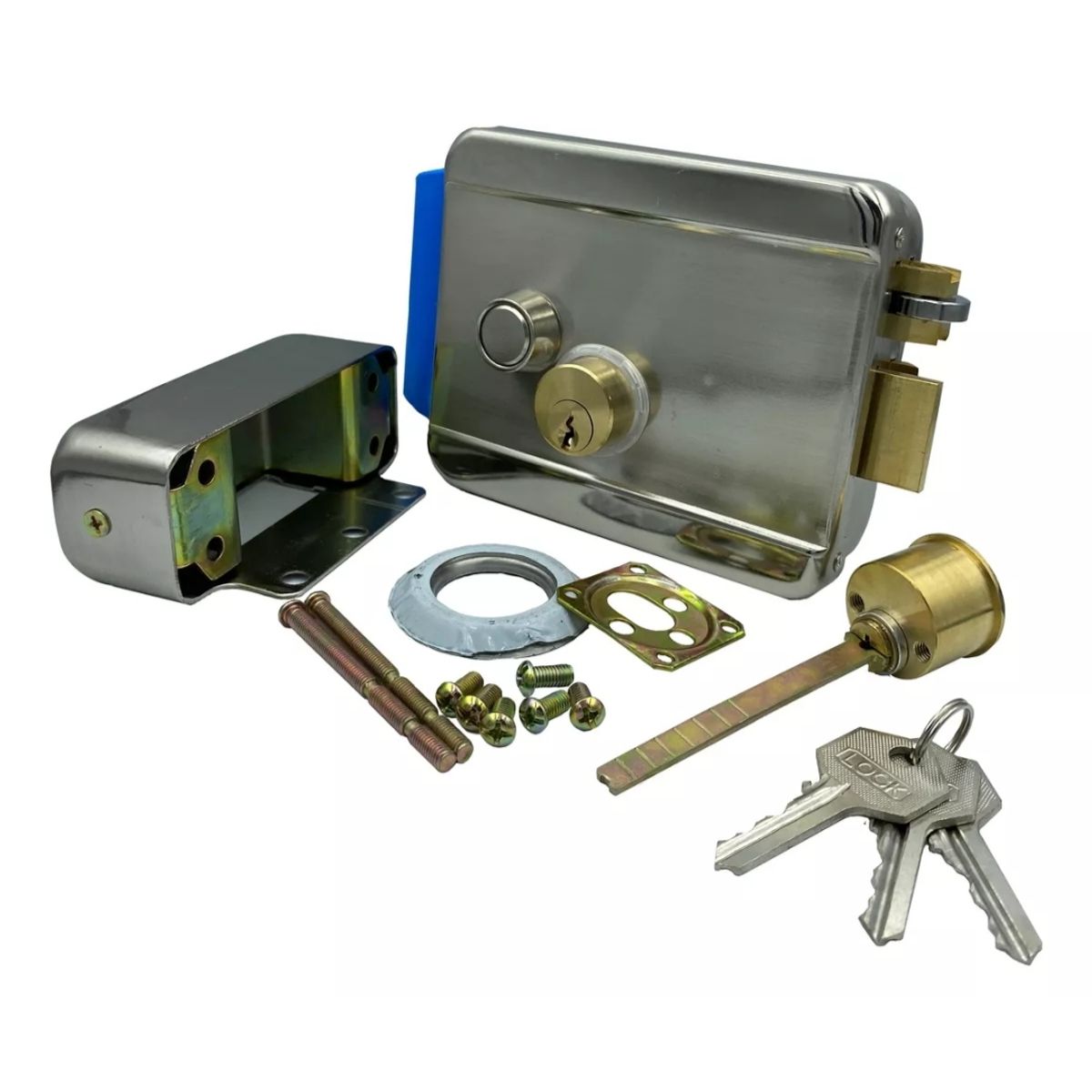 GENERICO - Cerradura Chapa Electrica Porton Con Boton De Salida 547