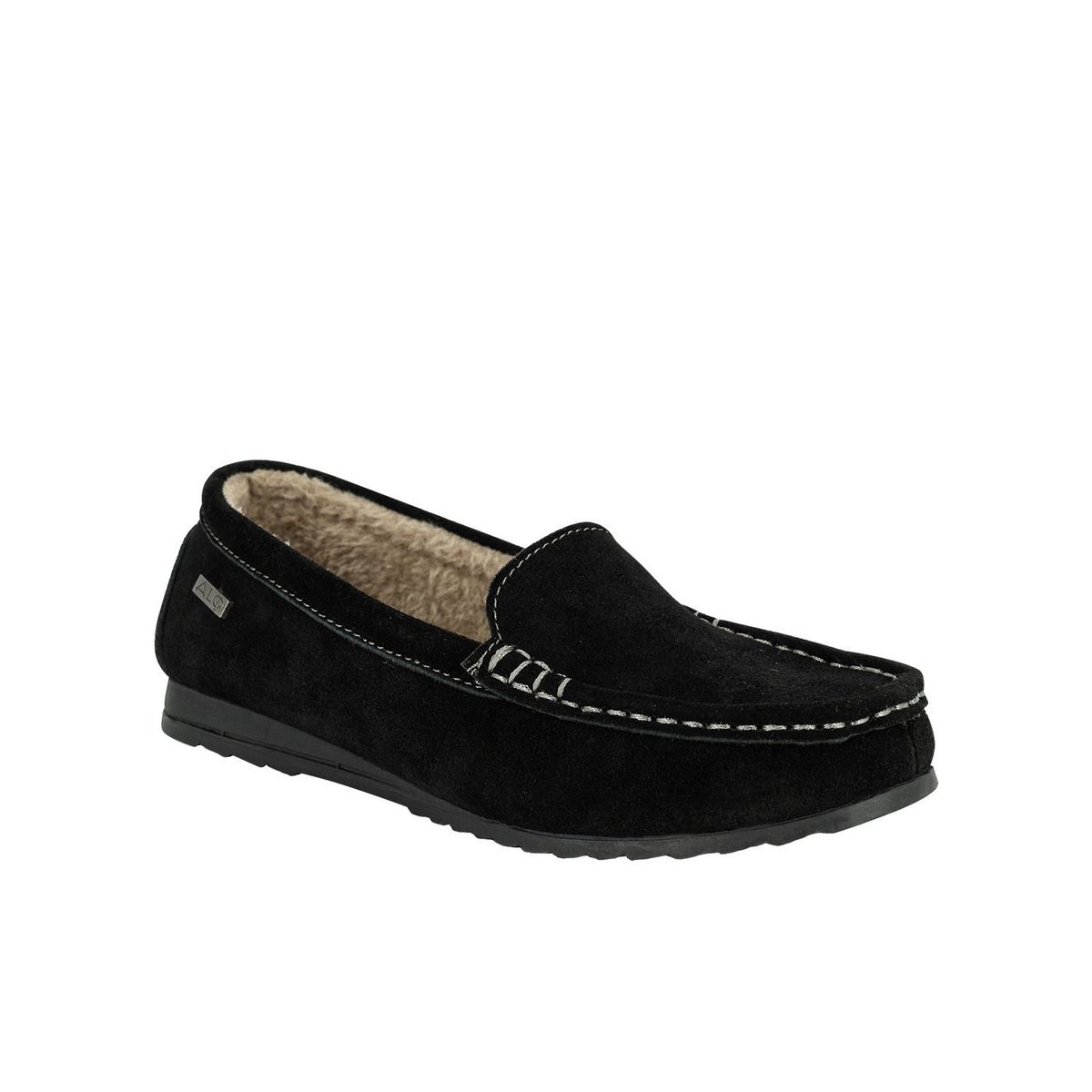 ALQUIMIA - Mocasin de Cuero con Chiporro Mujer Negro Amur Alquimia