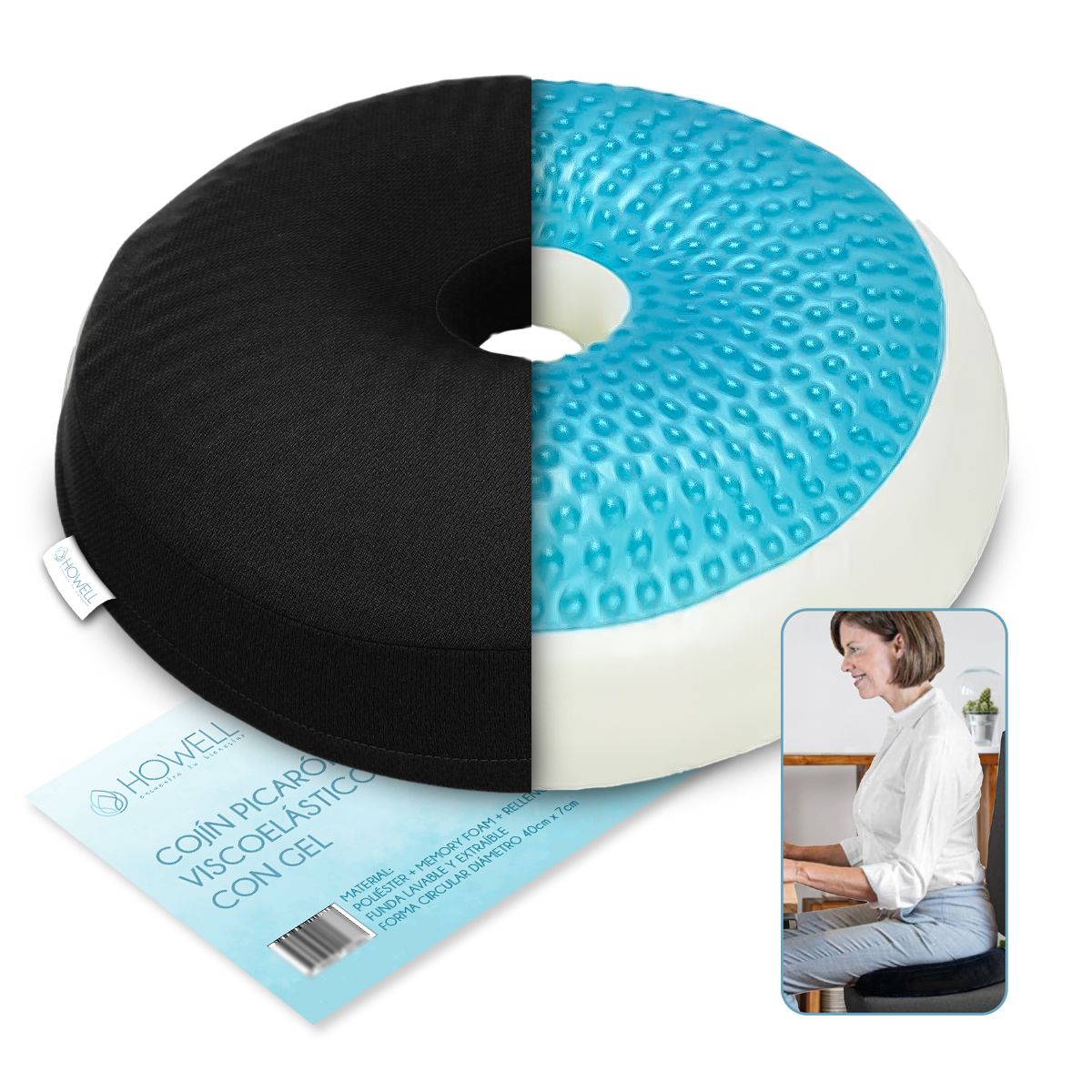 HOWELL - Cojín Picaron Antiescaras Howell Gel Viscoelástico Memoria