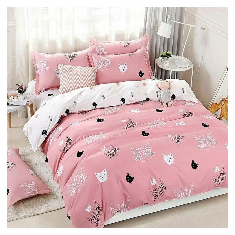 COMPRAPO - Cubrecama Quilt Infantil Liviano 1.5 Pza Mod Gatitos Rosa + Funda