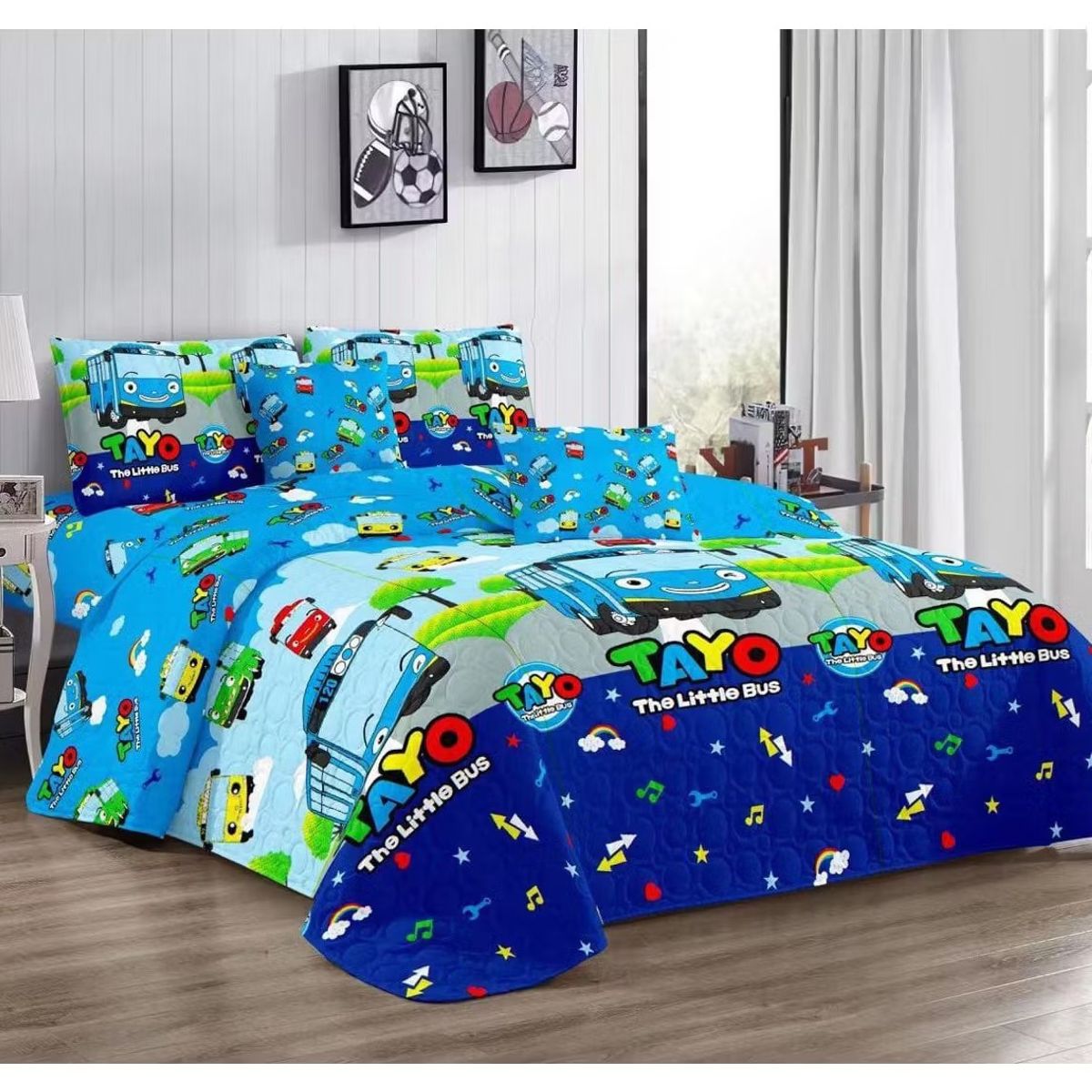 COMPRAPO - Cubrecama Quilt Infantil Liviano 1.5 Pza Mod. The Little Bus