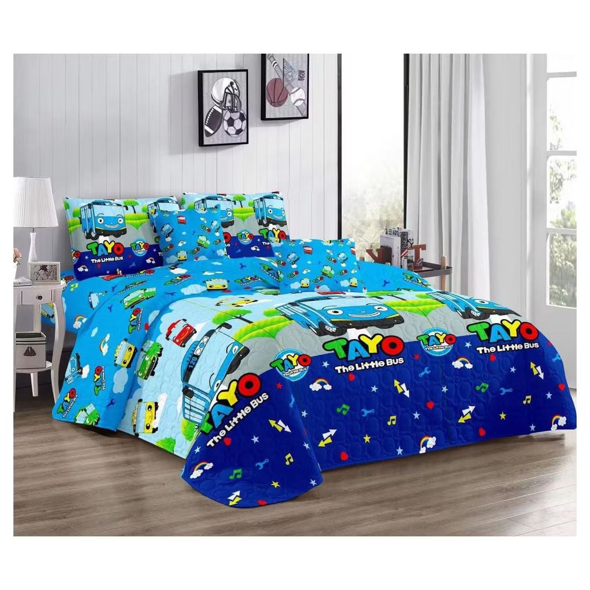 COMPRAPO - Cubrecama Quilt Infantil Liviano 1.5 Pza Mod. The Little Bus