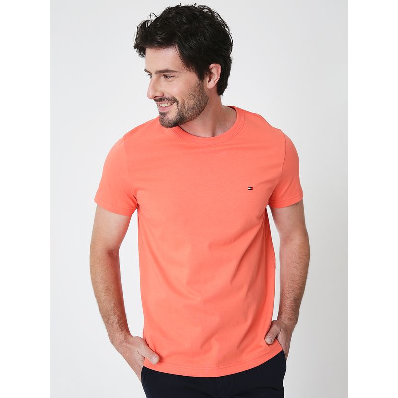 TOMMY HILFIGER - Polera Essential Cotton C-Neck Slim Fit Naranjo Tommy Hilfiger