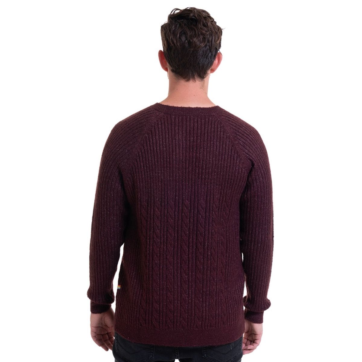 TRUVAL - Sweater Cuello Redondo Textura Rojo Oscuro TRUVAL