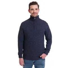 TRUVAL - Sweater Medio Cierre Azul Marino
