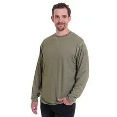 TRUVAL - Polera Manga Larga Slub Melange Khaki
