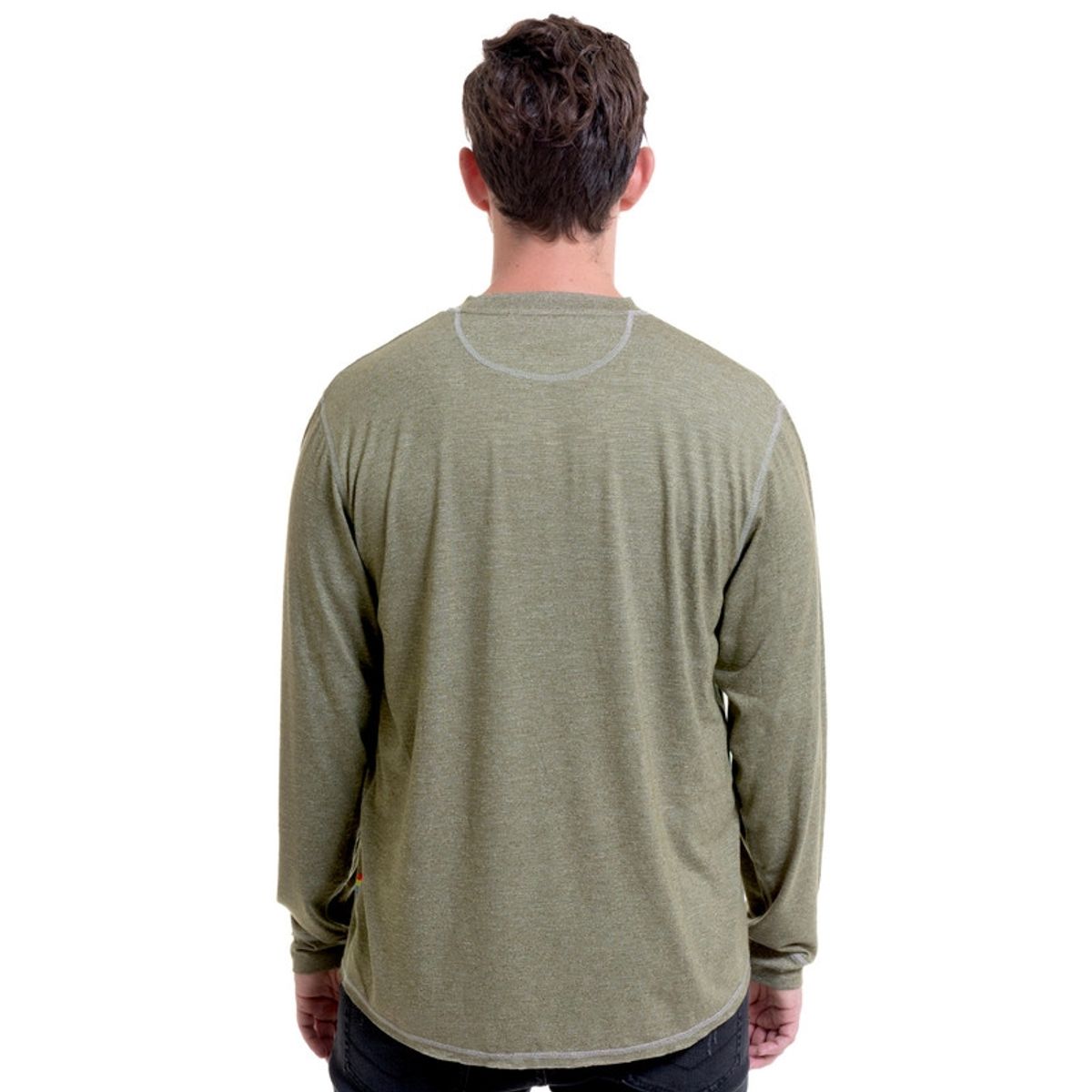 TRUVAL - Polera Manga Larga Slub Melange Khaki TRUVAL