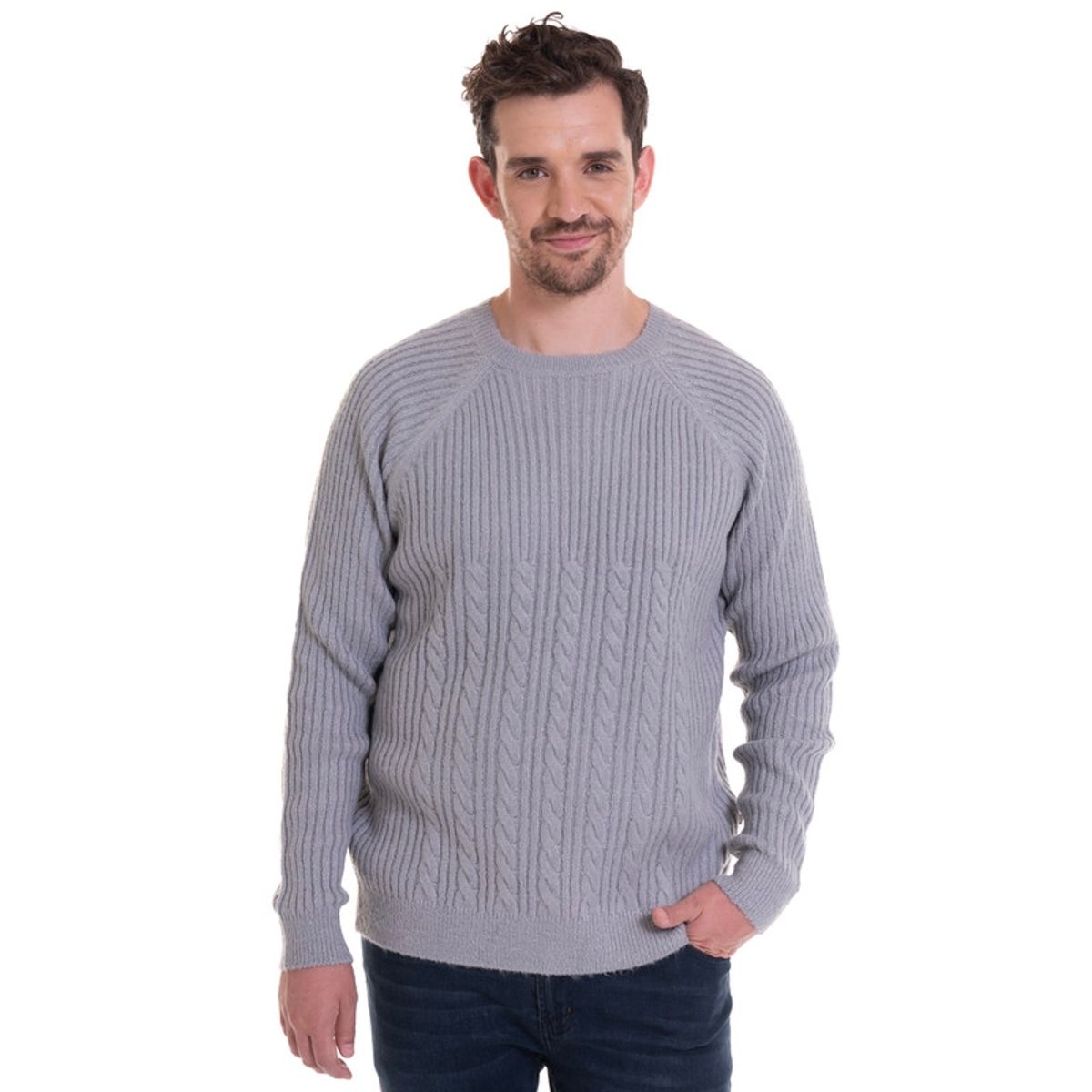 TRUVAL - Sweater Cuello Redondo Textura Melange medio TRUVAL.