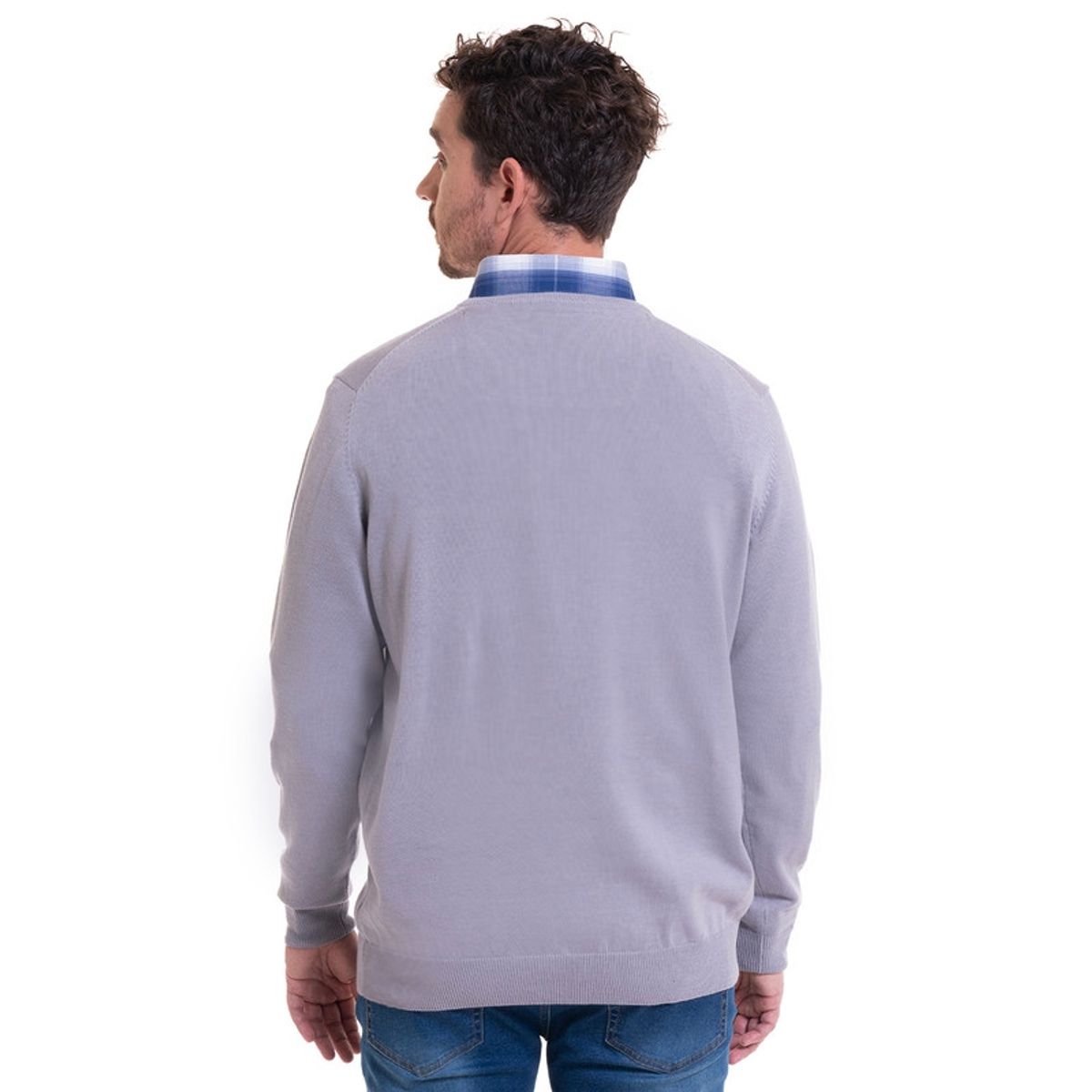 TRUVAL - Sweater Cuello V Melange medio TRUVAL