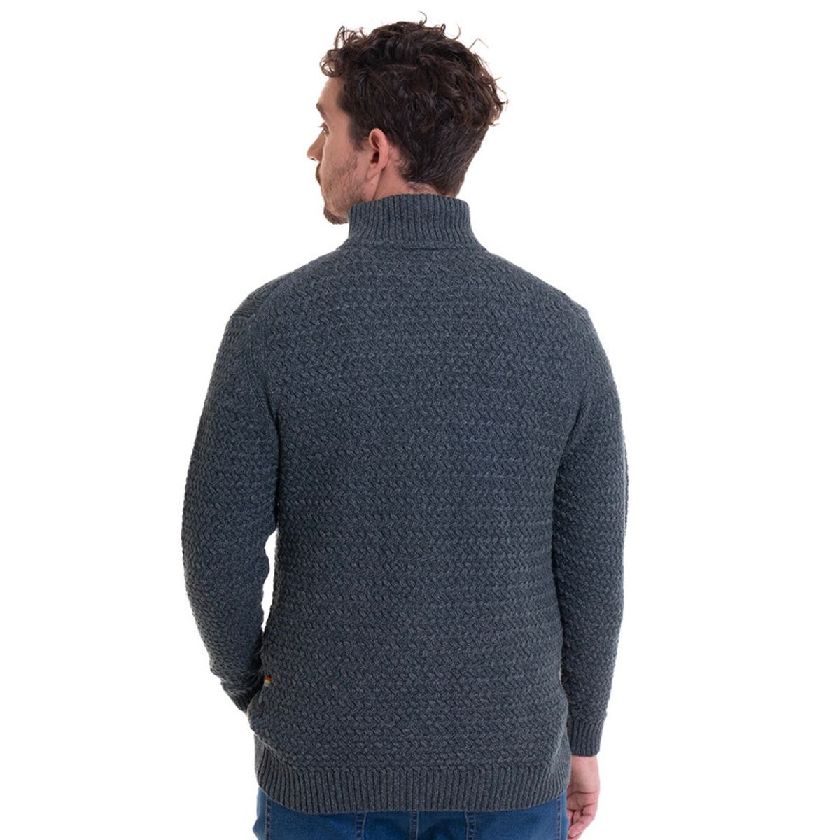 TRUVAL - Sweater Medio Cierre Verde Melange TRUVAL