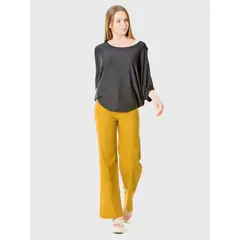BOUS - Pantalón Ancho Gabardina Mostaza