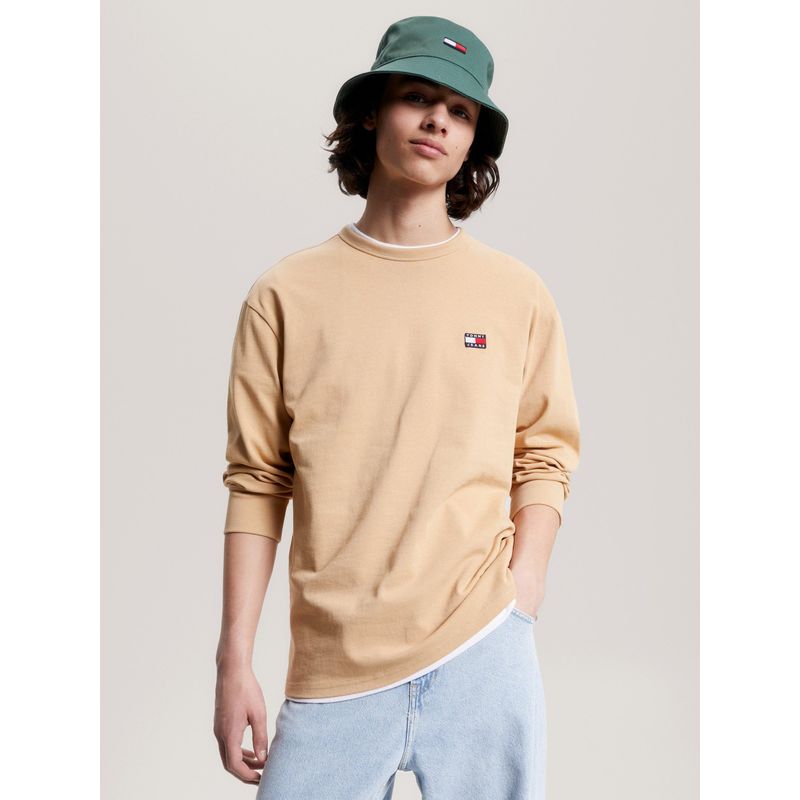 TOMMY HILFIGER - Polera Classic Badge Logo Beige Tommy Hilfiger