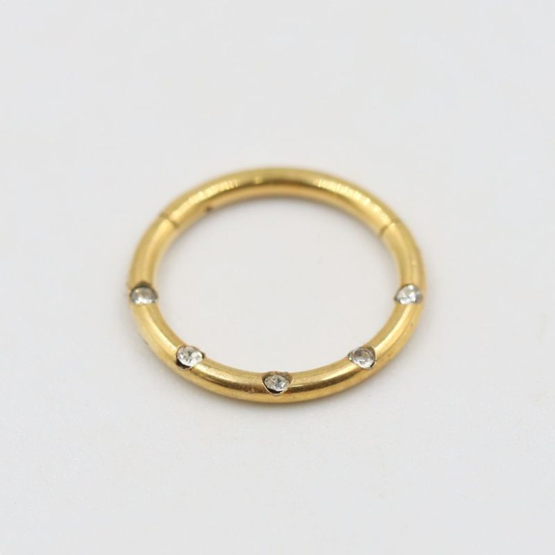 GENERICO - Argolla PVD oro con circones Cierre Click 10mm Philippa Joyas