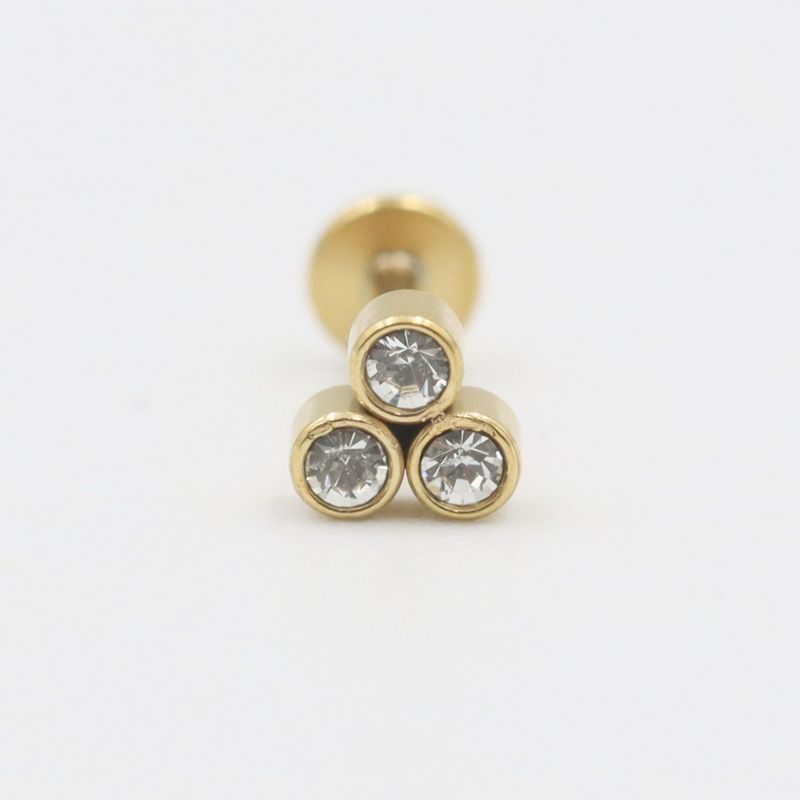 GENERICO - Piercing Trío circones 3 mm PVD Oro Philippa Joyas