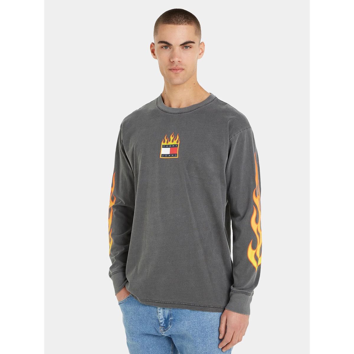 TOMMY HILFIGER - Polera Burning Logo Gris Tommy Hilfiger