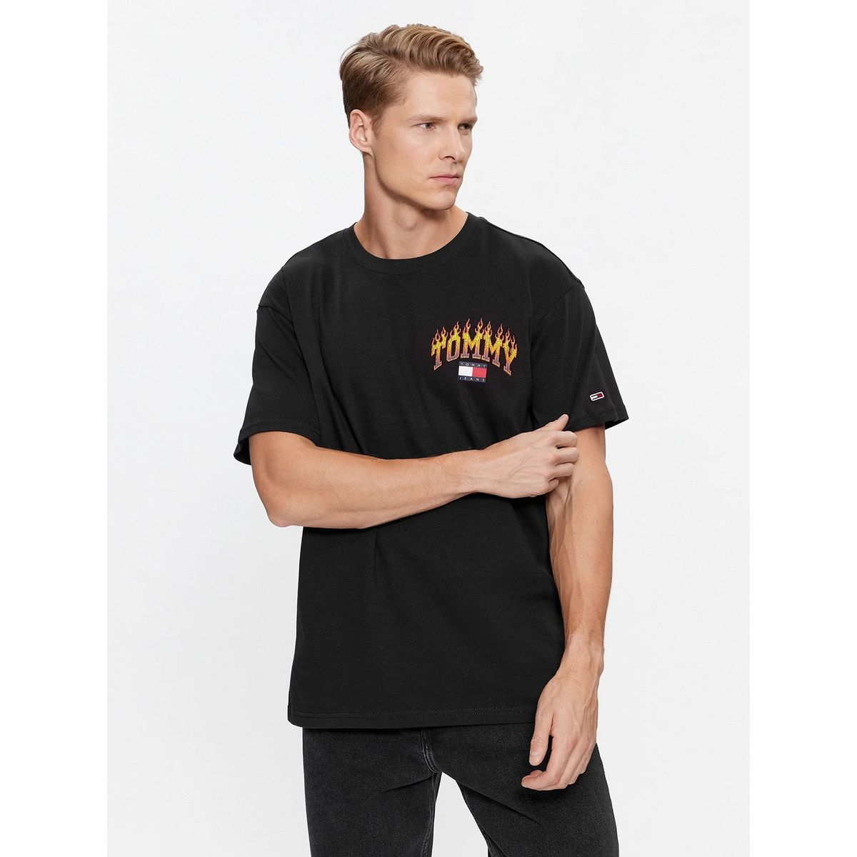 TOMMY HILFIGER - Polera Relaxed Vintage Flame Negro Tommy Hilfiger