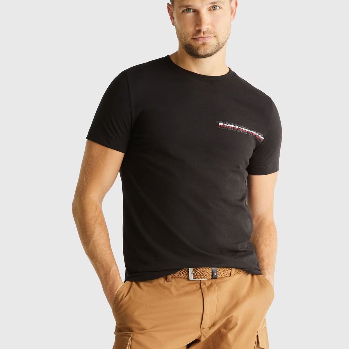 TOMMY HILFIGER - Polera Con Logo Small Monotipo Negro Tommy Hilfiger