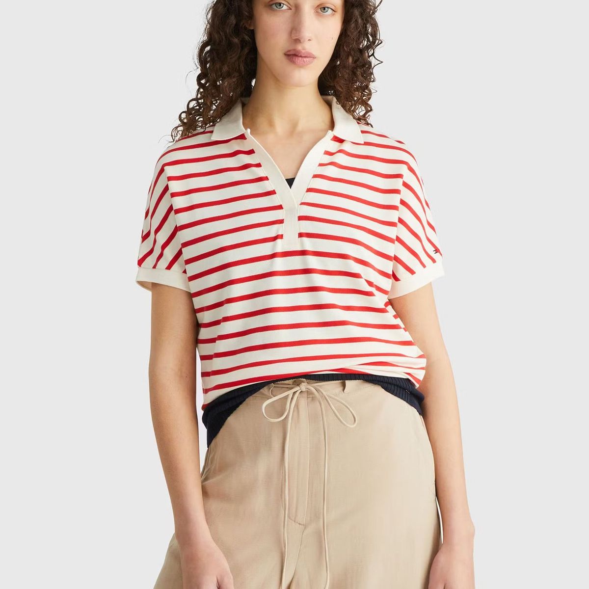 TOMMY HILFIGER - Polo Relaxed Fit A Rayas Rojo Tommy Hilfiger